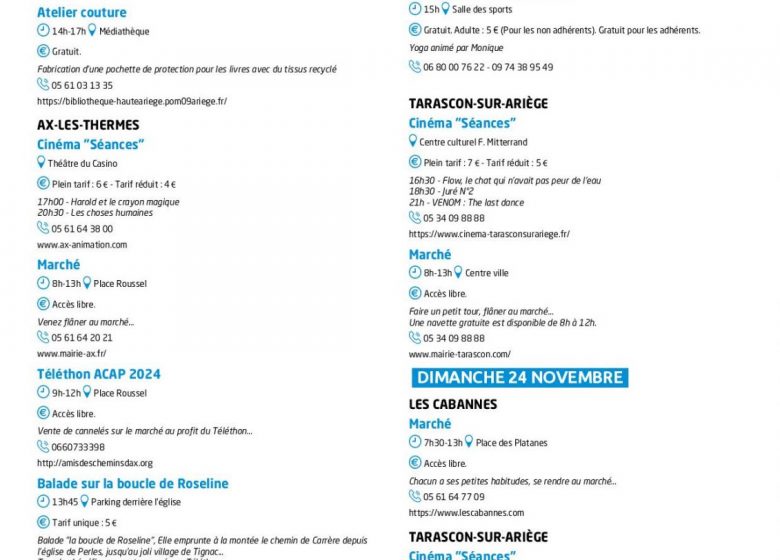 Programme des animations des Pyrénées Ariégeoises