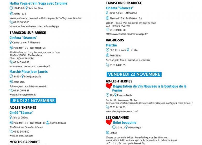 Programme des animations des Pyrénées Ariégeoises