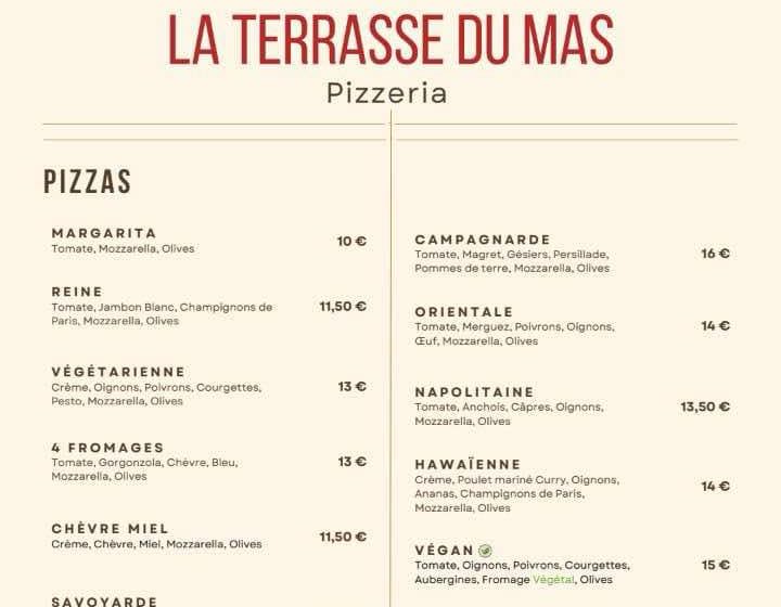 Les pizzas de la Terrasse