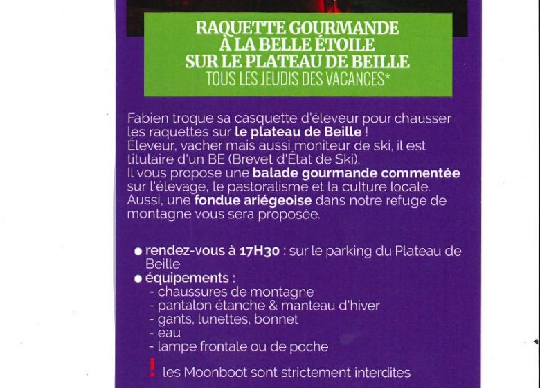 Raquettes à neige « gourmandes à la belle étoile » sur le plateau de Beille